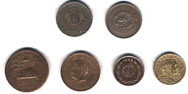 Мексиканские монеты середины 20 века. Из коллекции Лимарева В.Н.